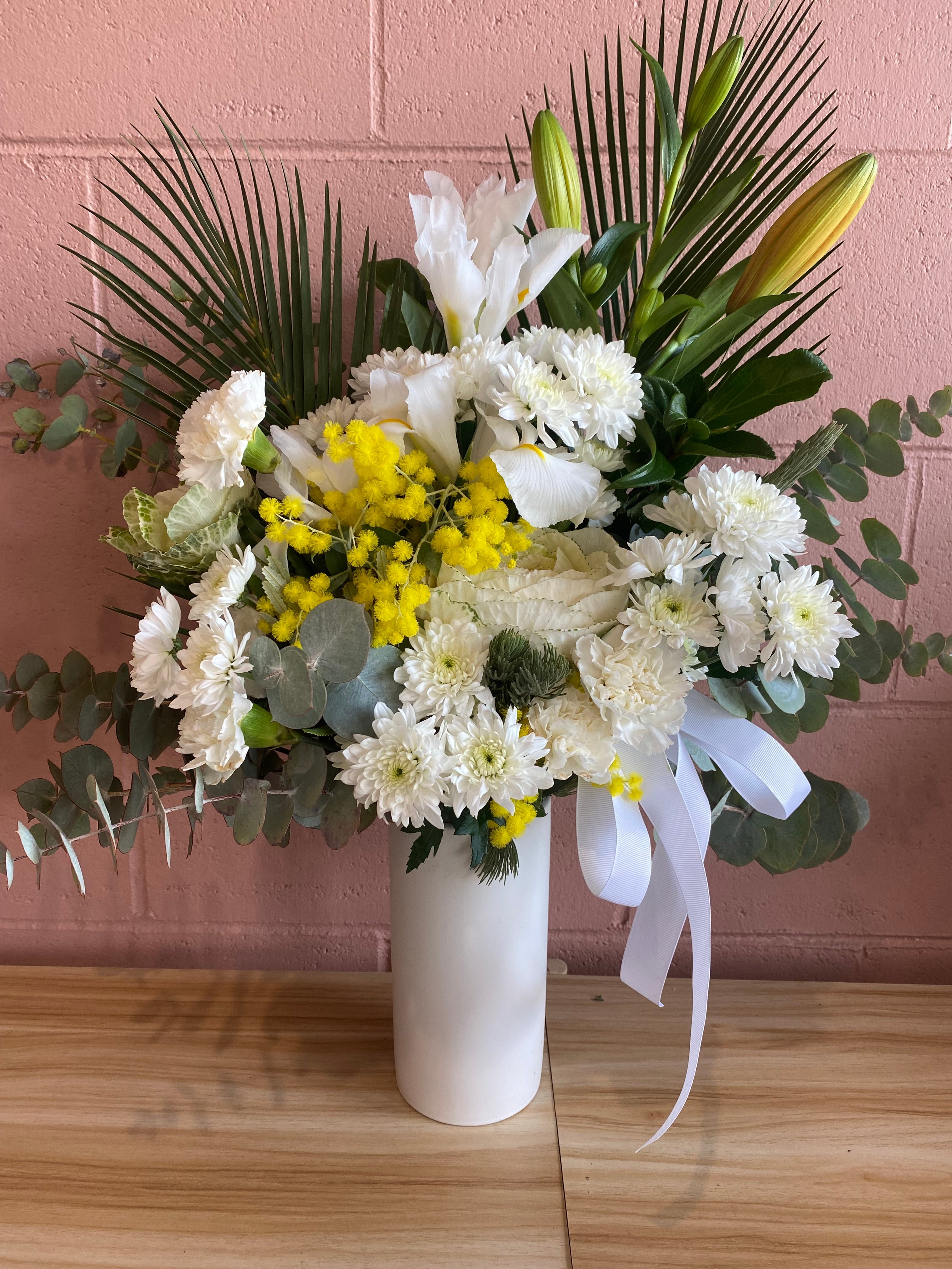 Modern vase flower arrangement with seasonal blooms, handcrafted in Perth by The Flower Boutique