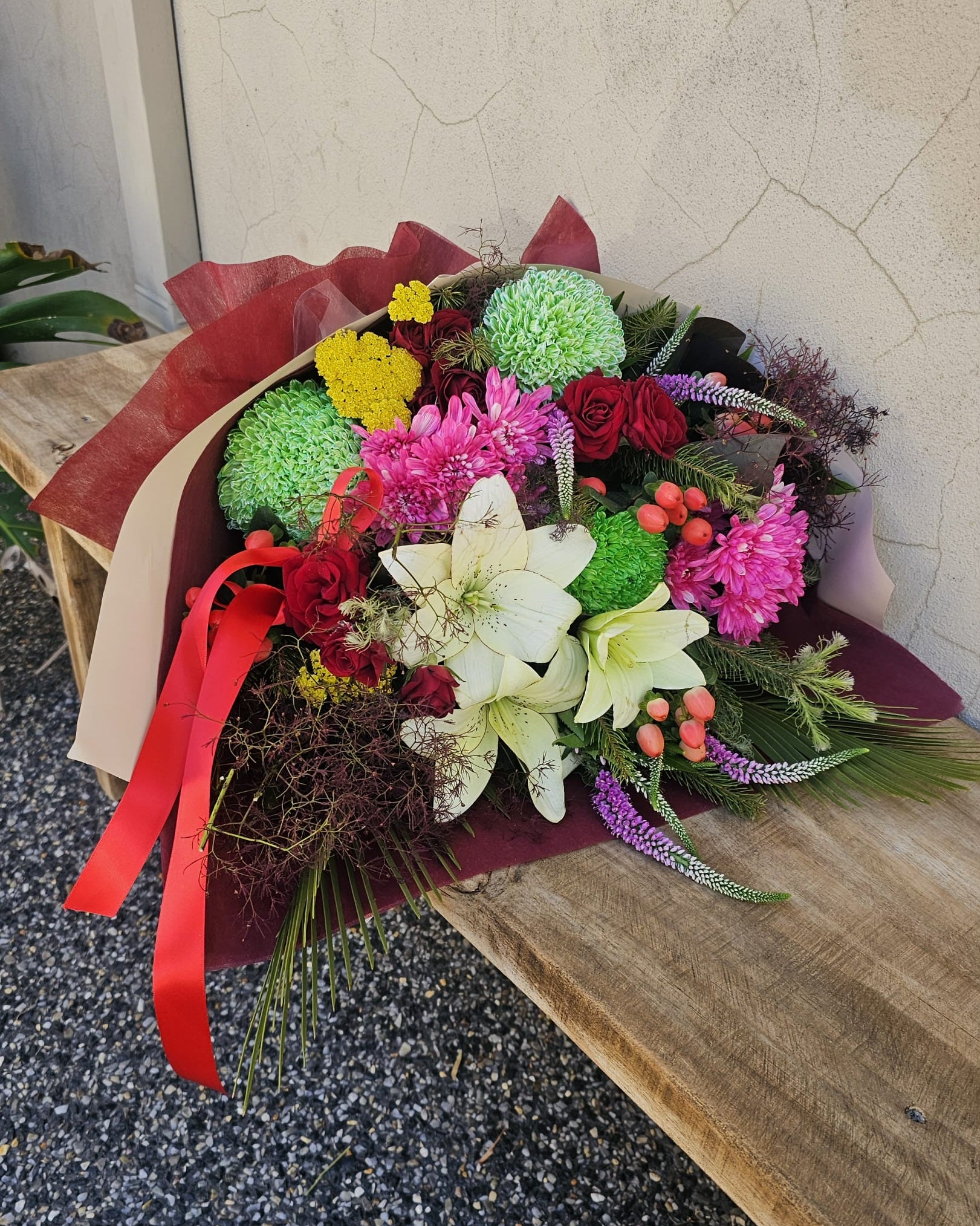 Christmas flower bouquet with seasonal blooms and foliage – The Flower Boutique Perth