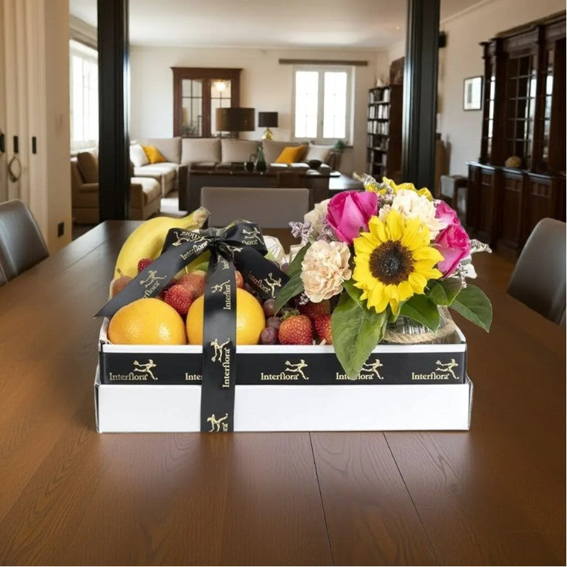 Fresh fruit and flowers gift hamper for get-well delivery in Perth Northern Suburbs