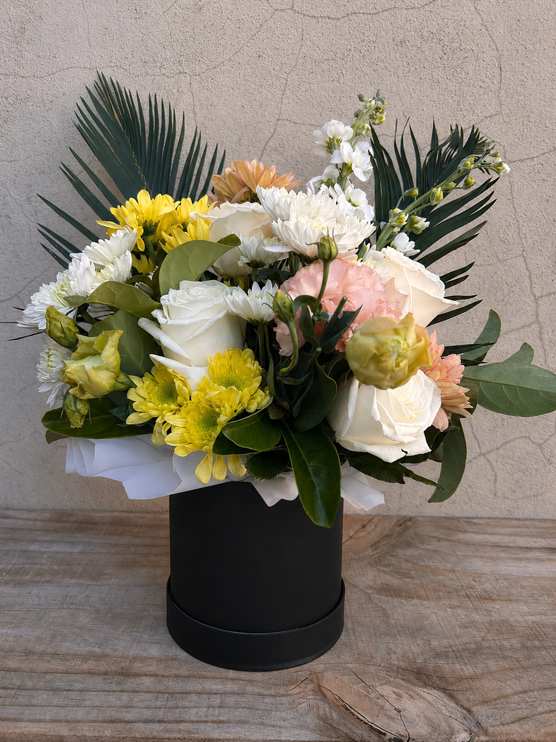 Little flower bouquet in a black keepsake box