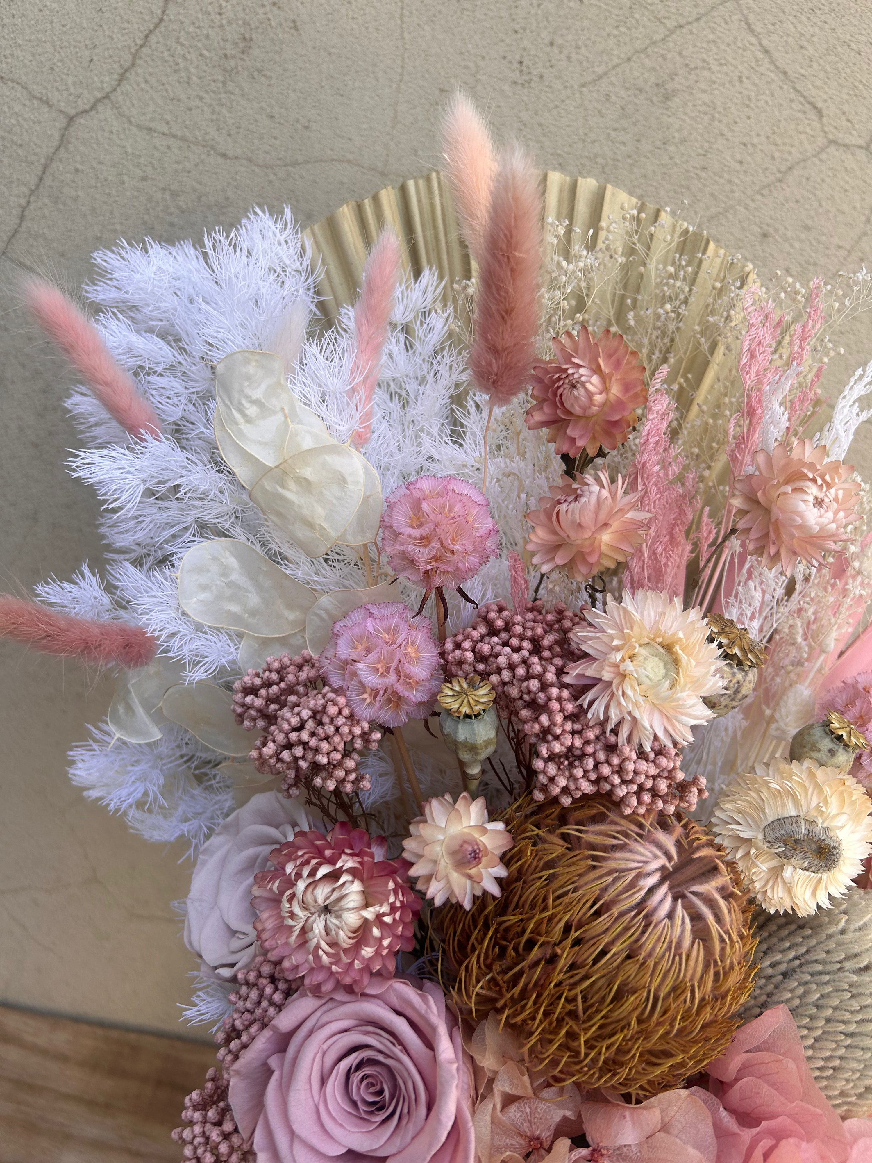 Luxury dried flowers arrangement Perth Australia Blushed Halo