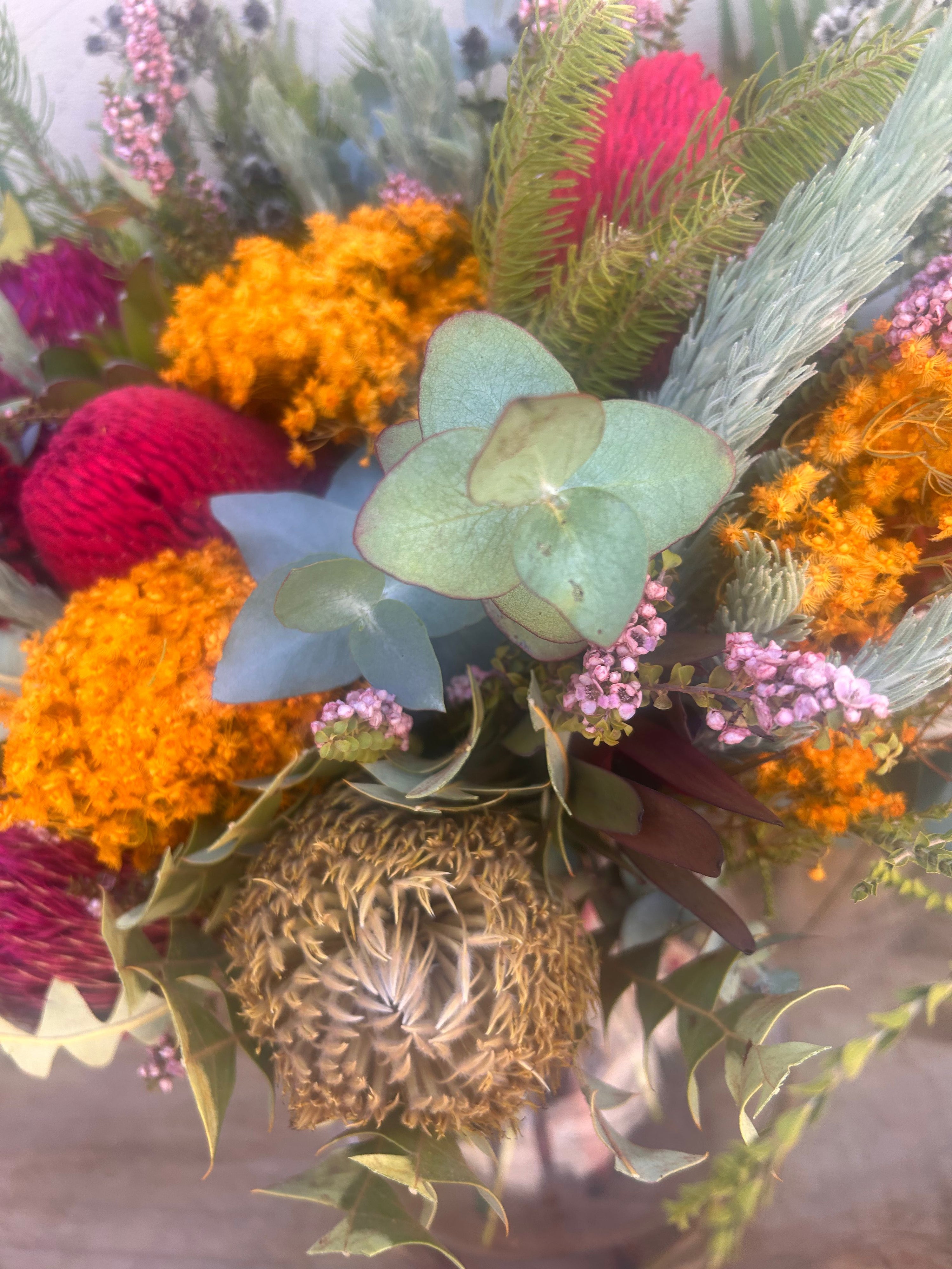 Premium Native Luxe vase arrangement with seasonal Australian natives designed for Perth flower delivery.