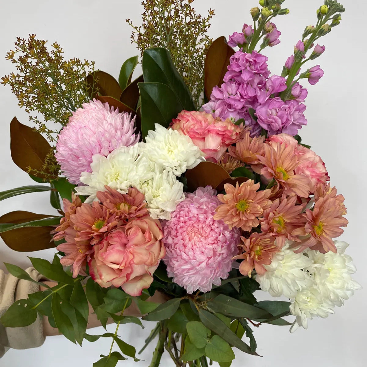 A Pink flower bouquet with roses and disbuds  for Same Day Delivery Perth by the Flower Boutique Florist in Ashby