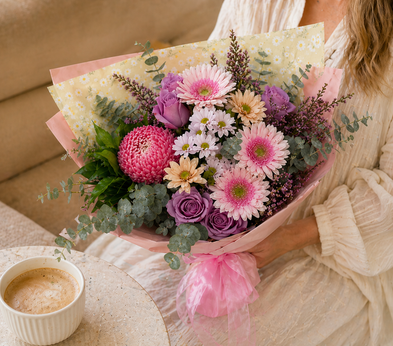 Perth flower delivery Mother’s Day bouquet Pure Love pastel tones luxury florist