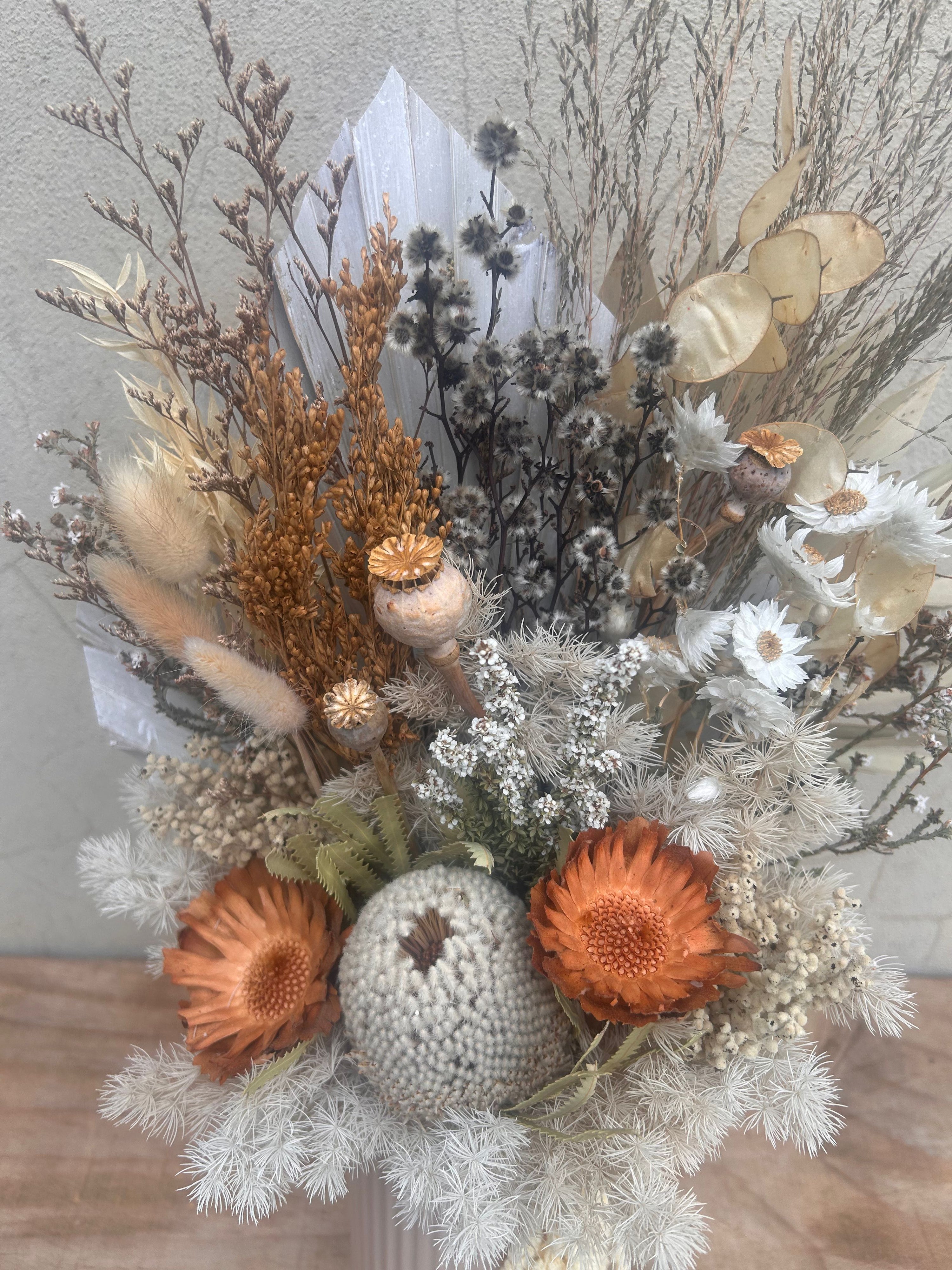 modern dried floral arrangement beige earthy tones perth florist