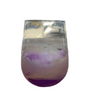 Glass with purple and white marbled design on a white background. Locally made resin wine glass available for gift delivery Perth