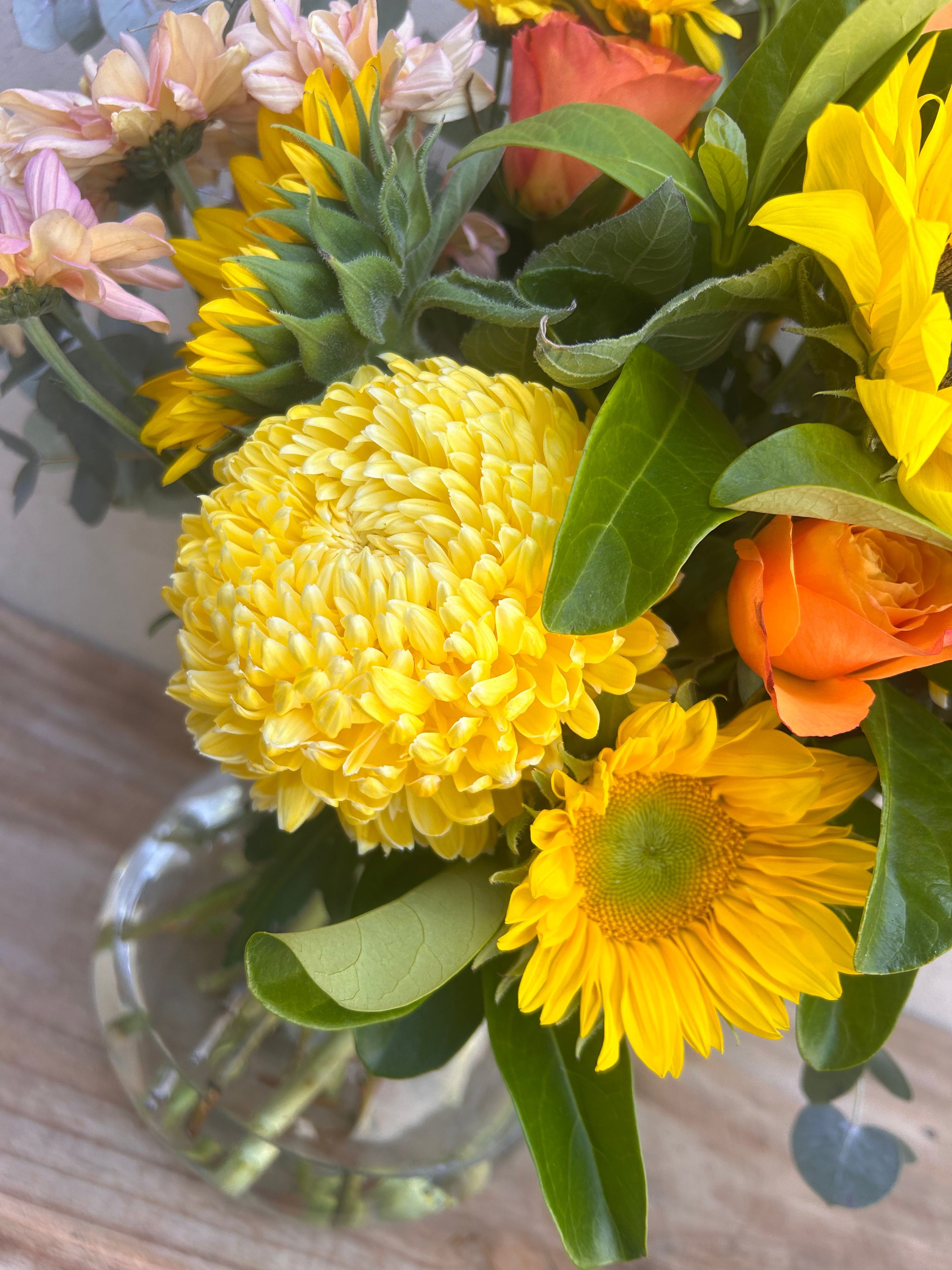 Fresh sunflower vase arrangement handcrafted by Perth florist